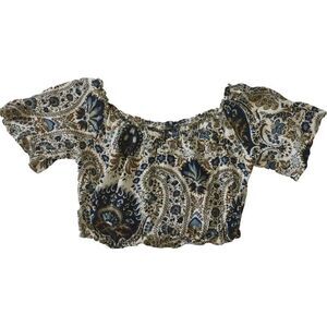 5/$25 Sz L Crop Top Peasant Floral Boho Hippie Fairy